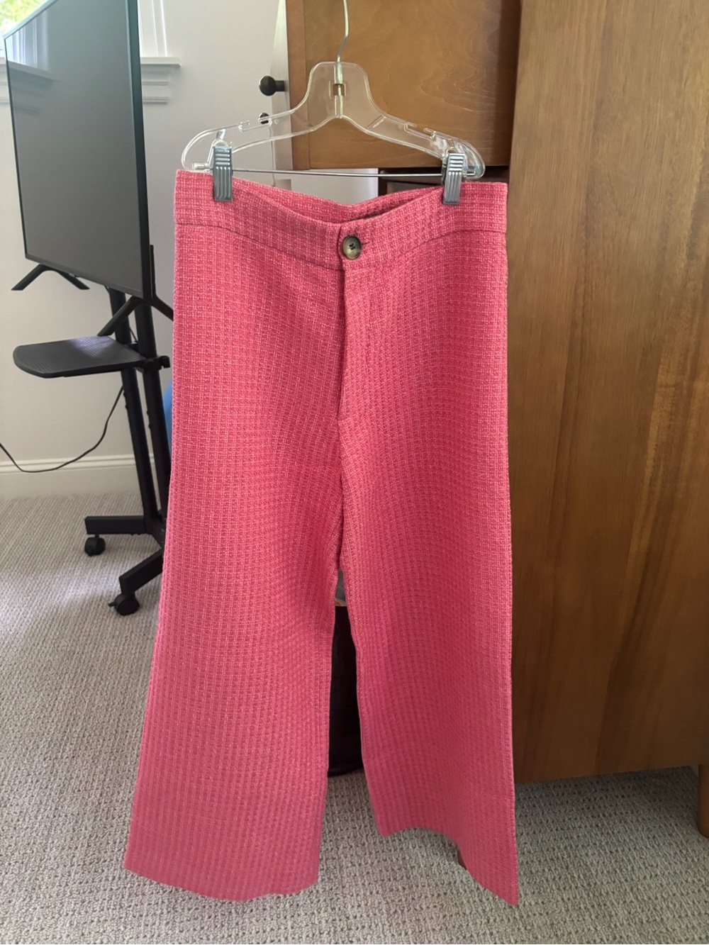 Zara Pink Textured Knit Trousers